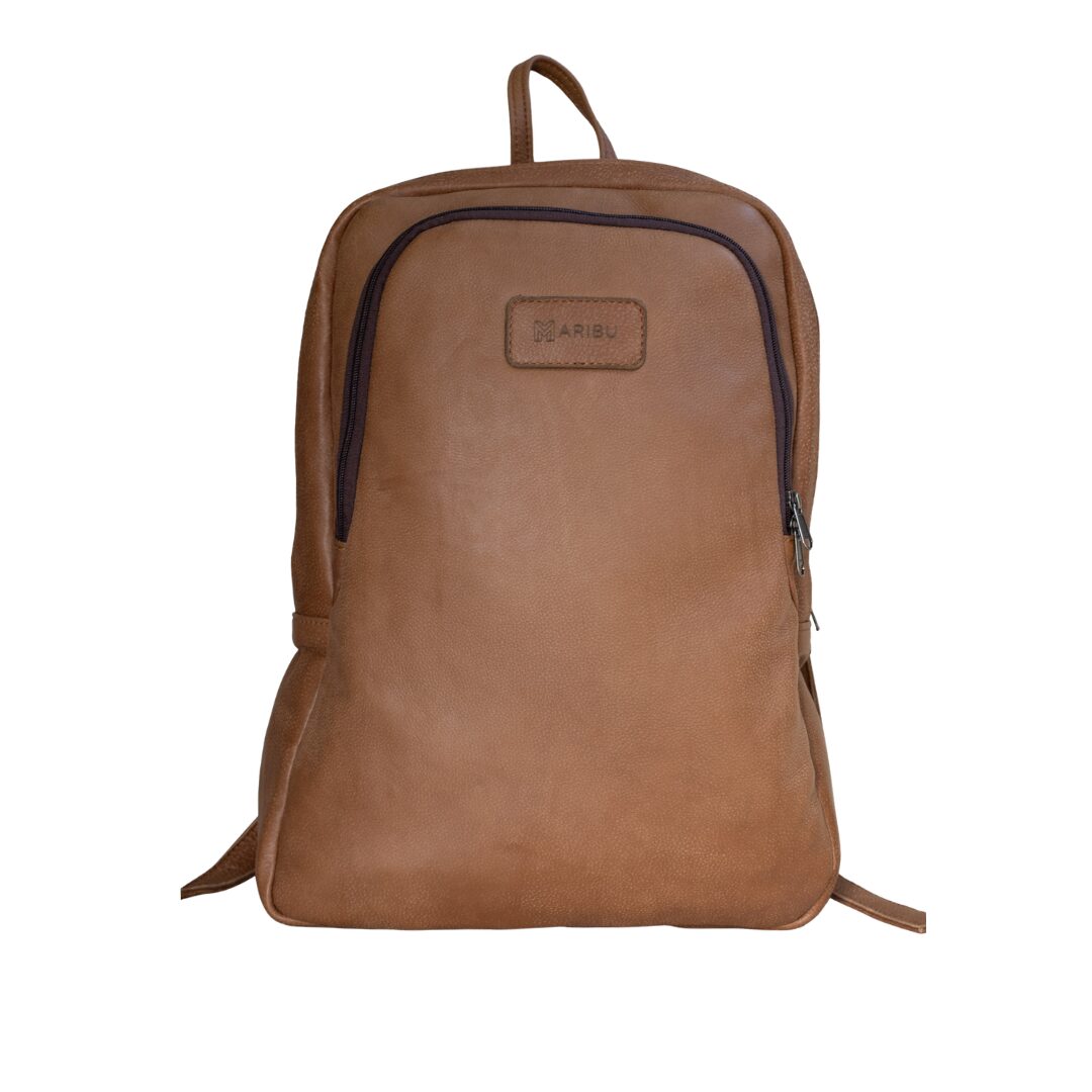 Maribu Leather Laptop Backpack in Buffed Tan
