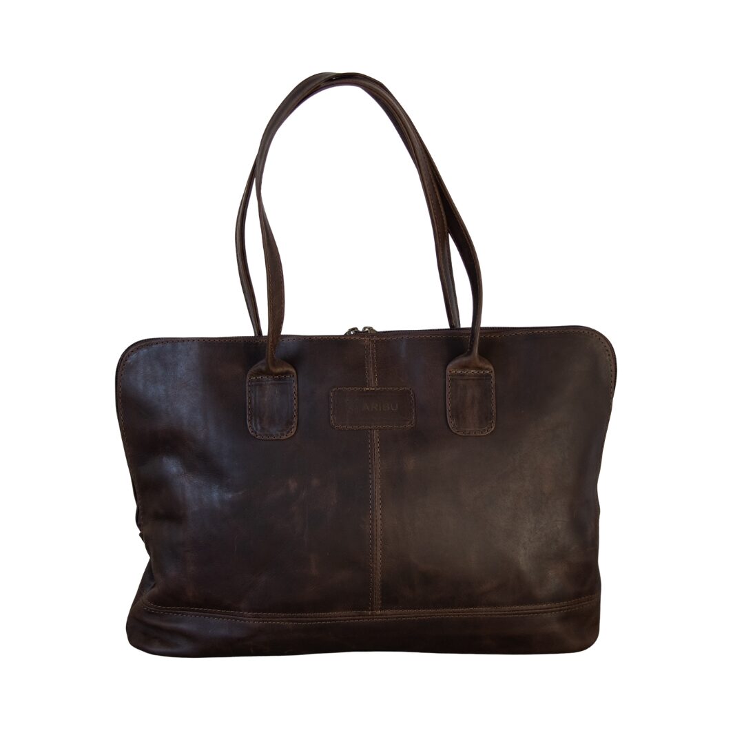 Maribu Leather Ladies Laptop Bag in Choc