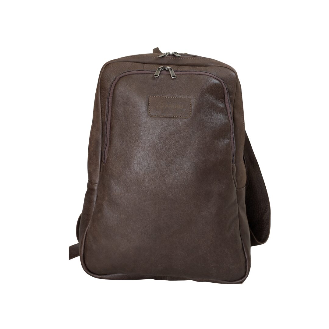 Maribu Leather Laptop Backpack in Buffed Brown