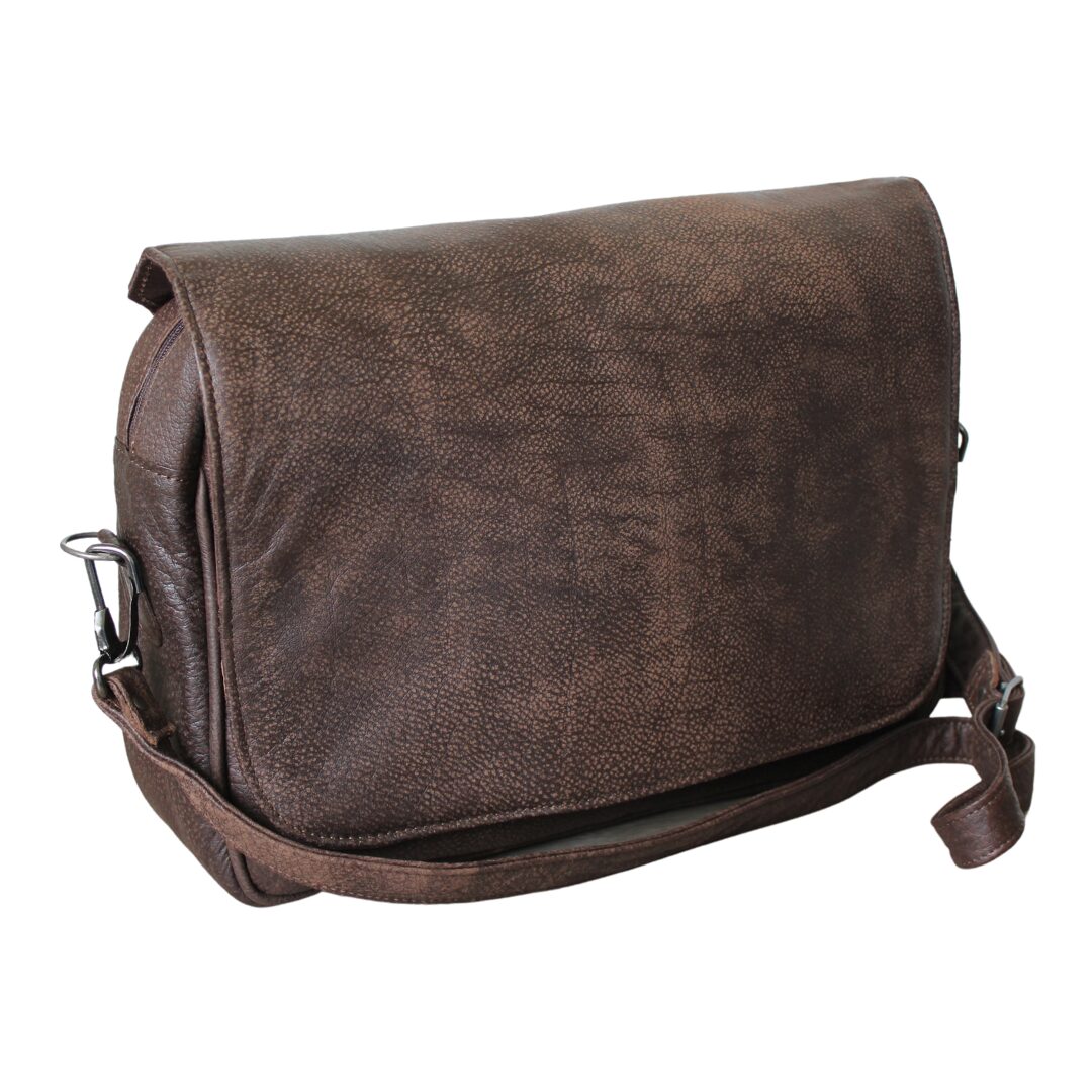 Maribu Leather Messenger Bag in Buffed Brown