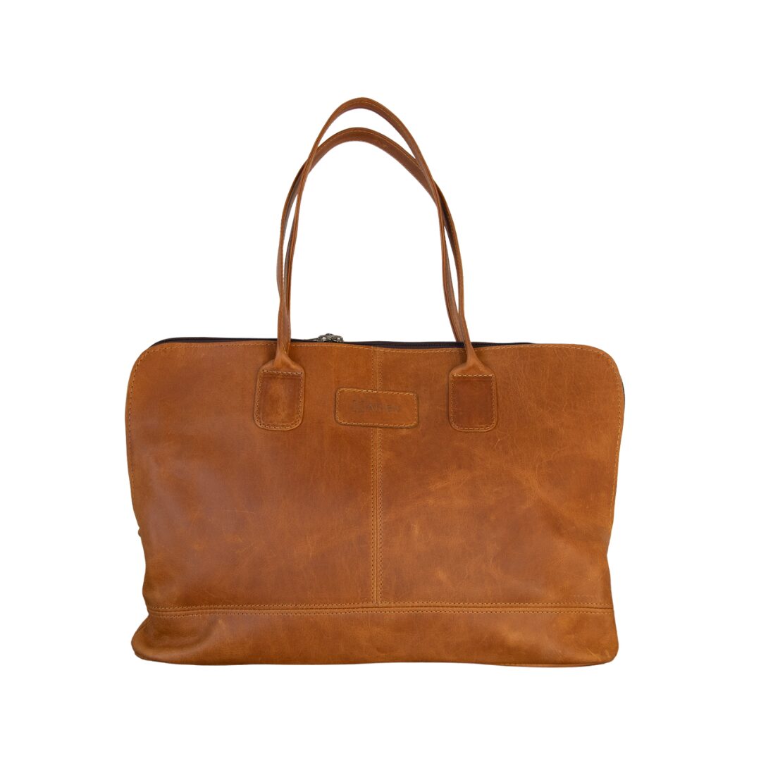 Maribu Leather Ladies Laptop Bag in Tan
