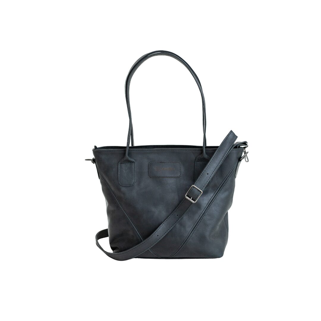Maribu Leather Athena Handbag in Black