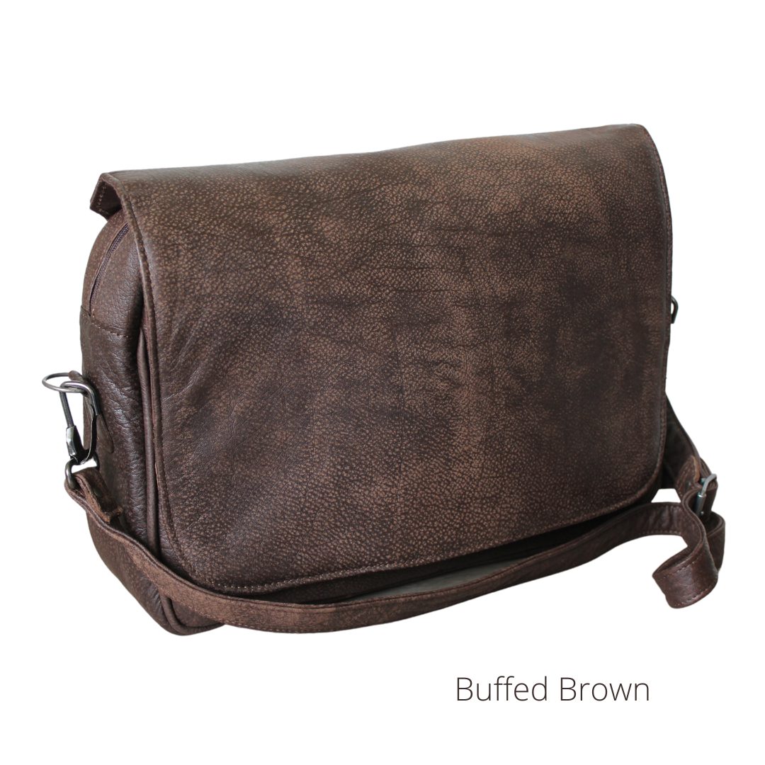 Maribu Leather Laptop Messenger Bag in Buffed Brown