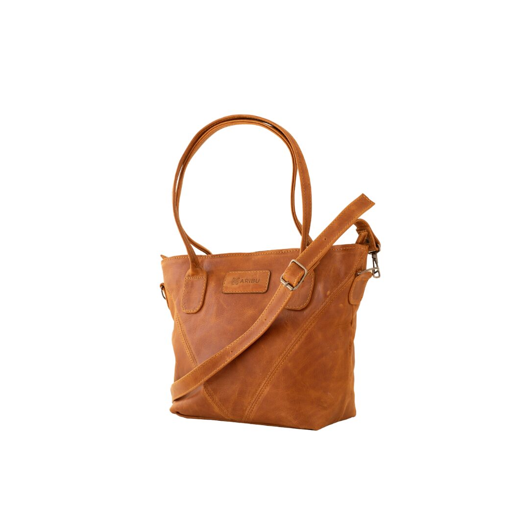 Maribu Leather Athena Handbag in Tan