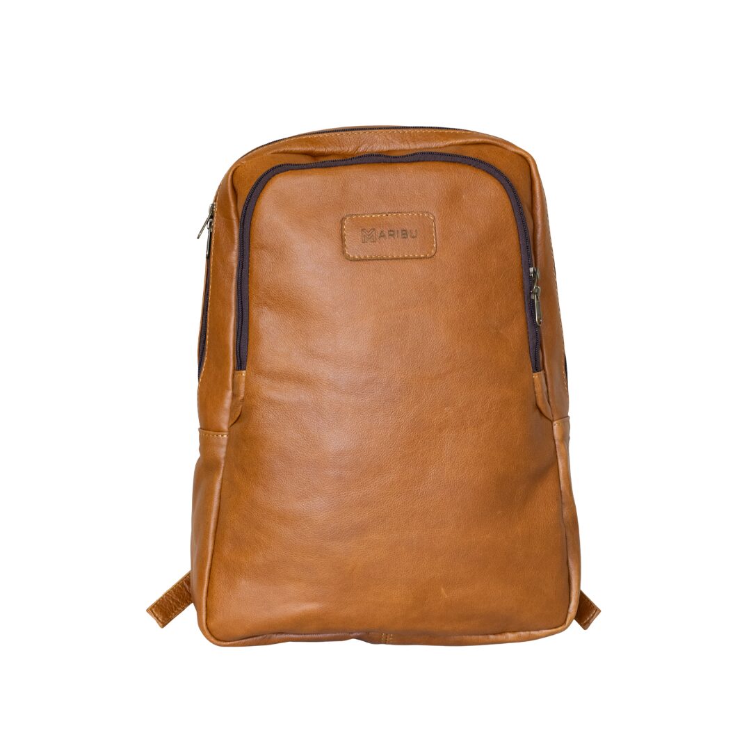 Maribu Leather Laptop Backpack in Hazelnut