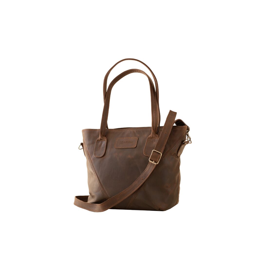 Maribu Leather Athena Handbag in Choc