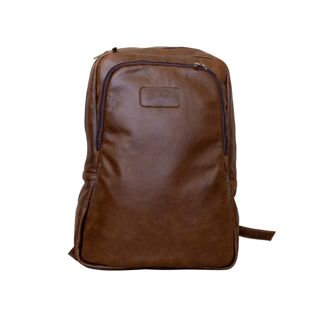 Maribu Leather Laptop Backpack in Walnut