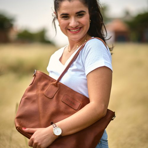 Maribu Leather Athena handbag in Pecan