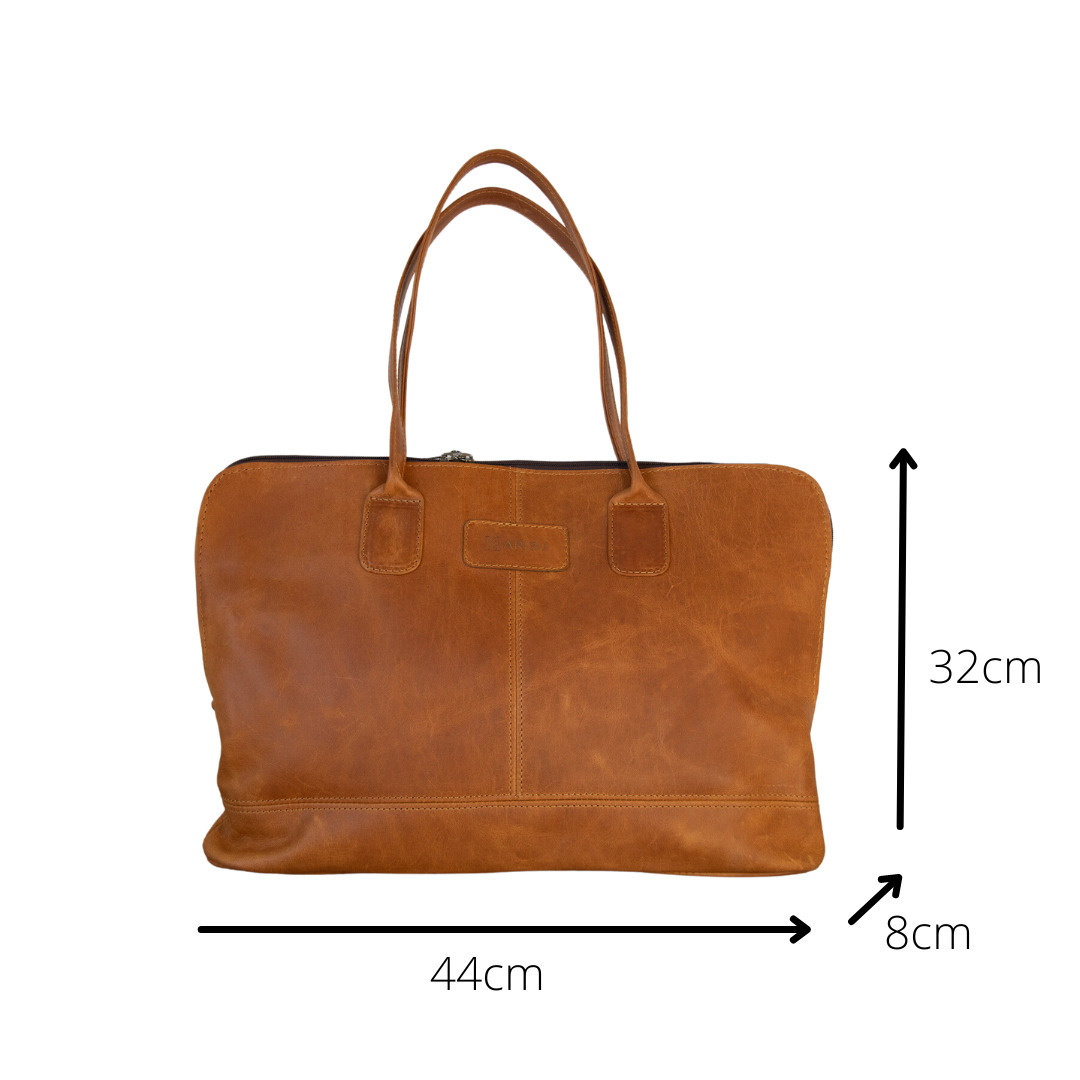 Maribu Leather Ladies Laptop Bag in Tan