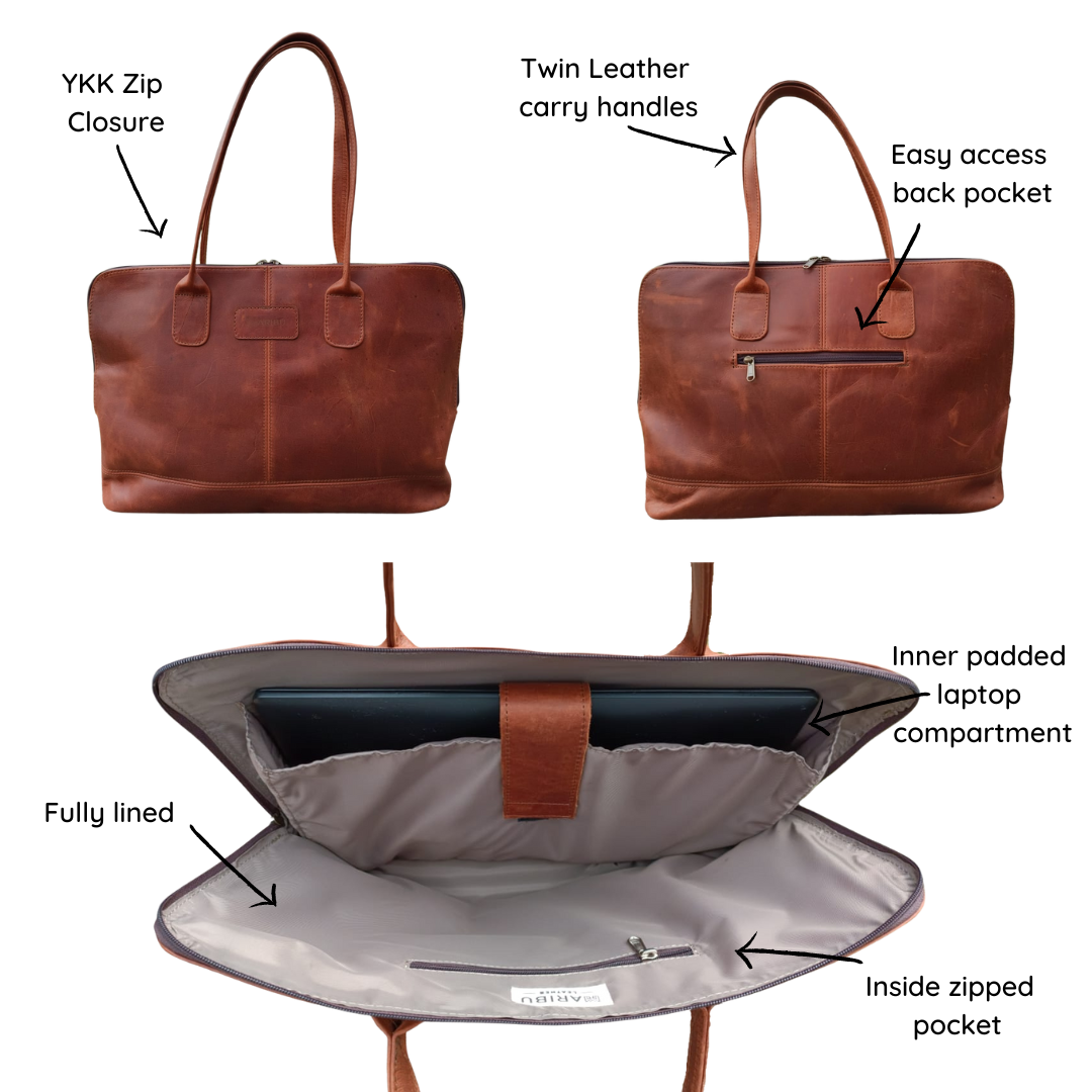 Maribu Leather Ladies Laptop in Pecan