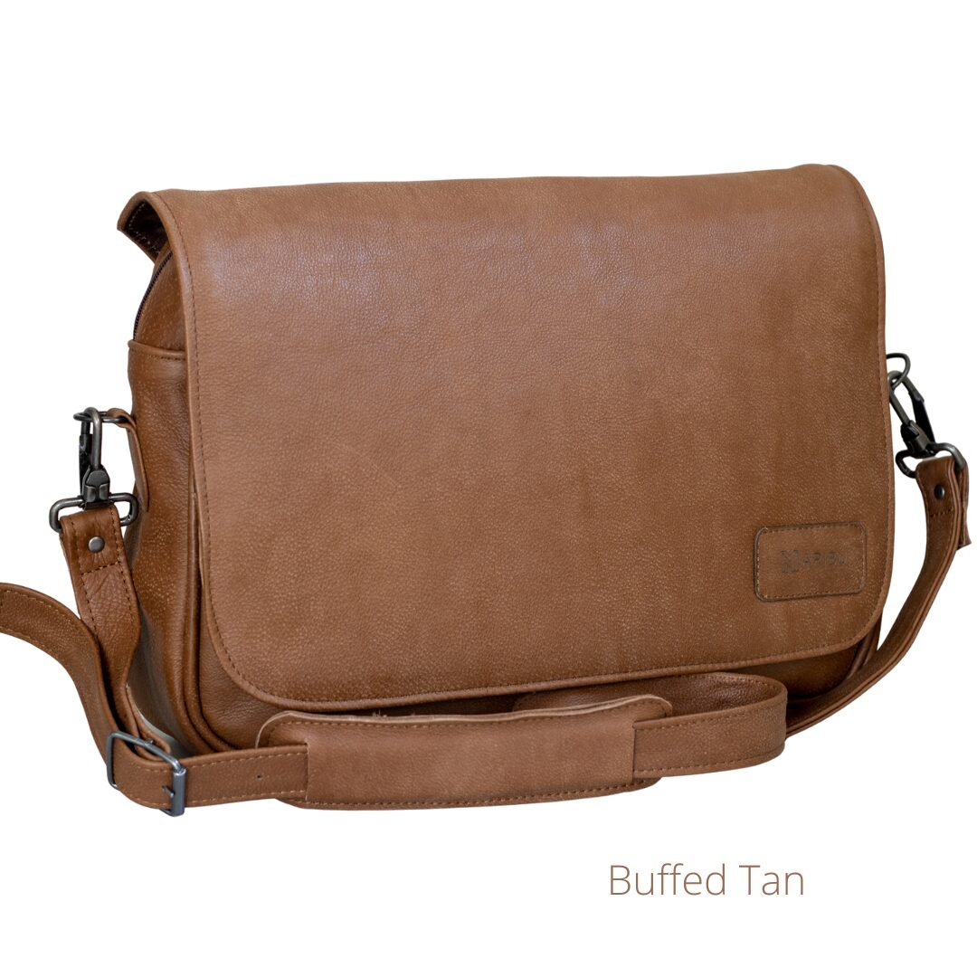 Maribu Leather Laptop Messenger Bag in Buffed Tan