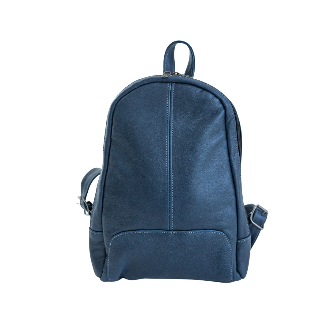 Maribu Leather Olga Backpack in Navy