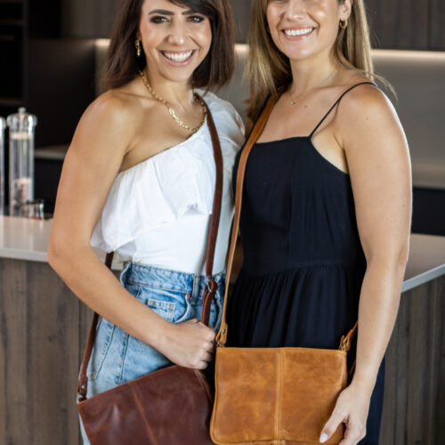 Maribu Leather Zyra Crossbody in Pecan and Tan