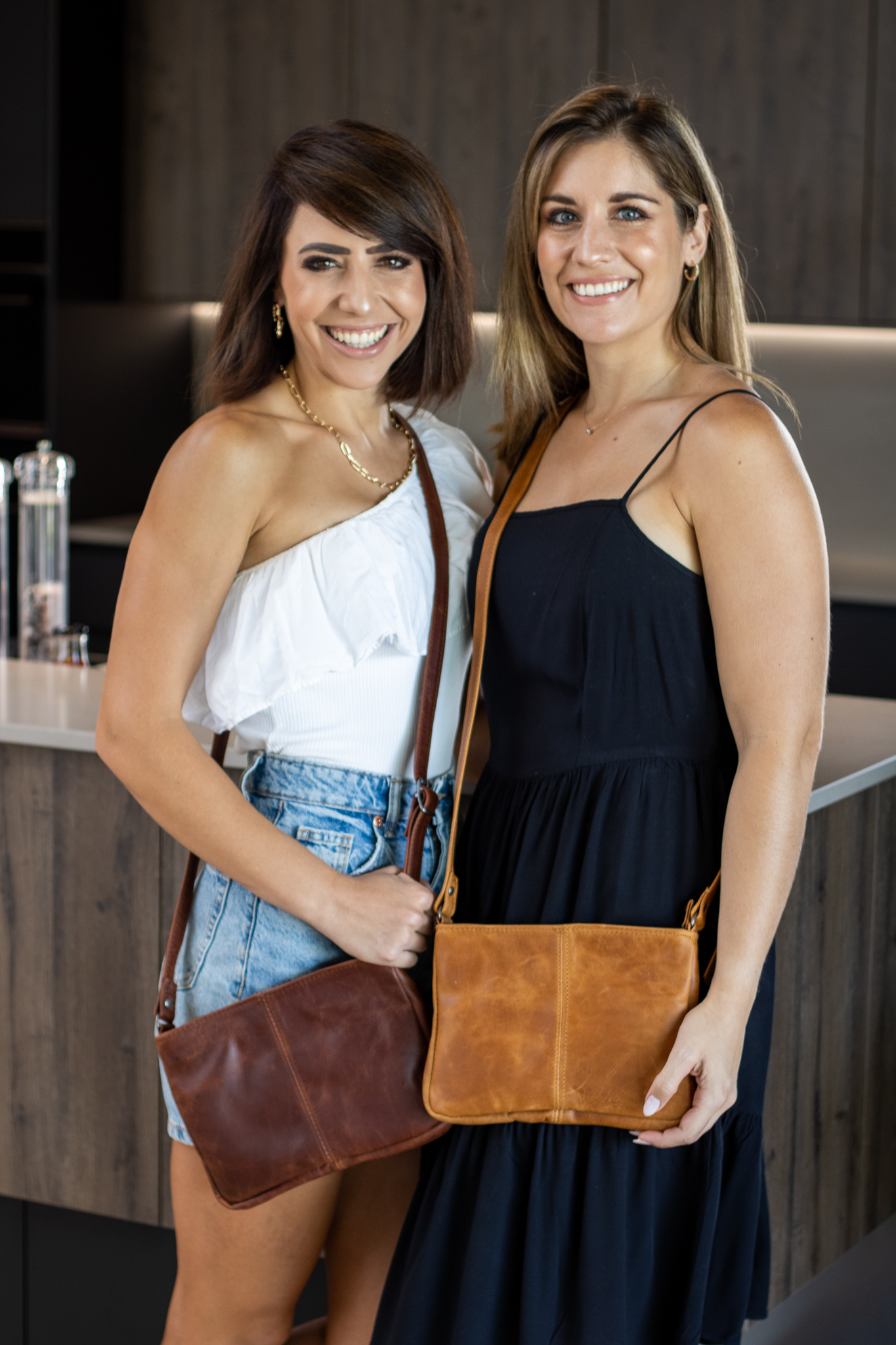 Maribu Leather Zyra Crossbody in Pecan and Tan