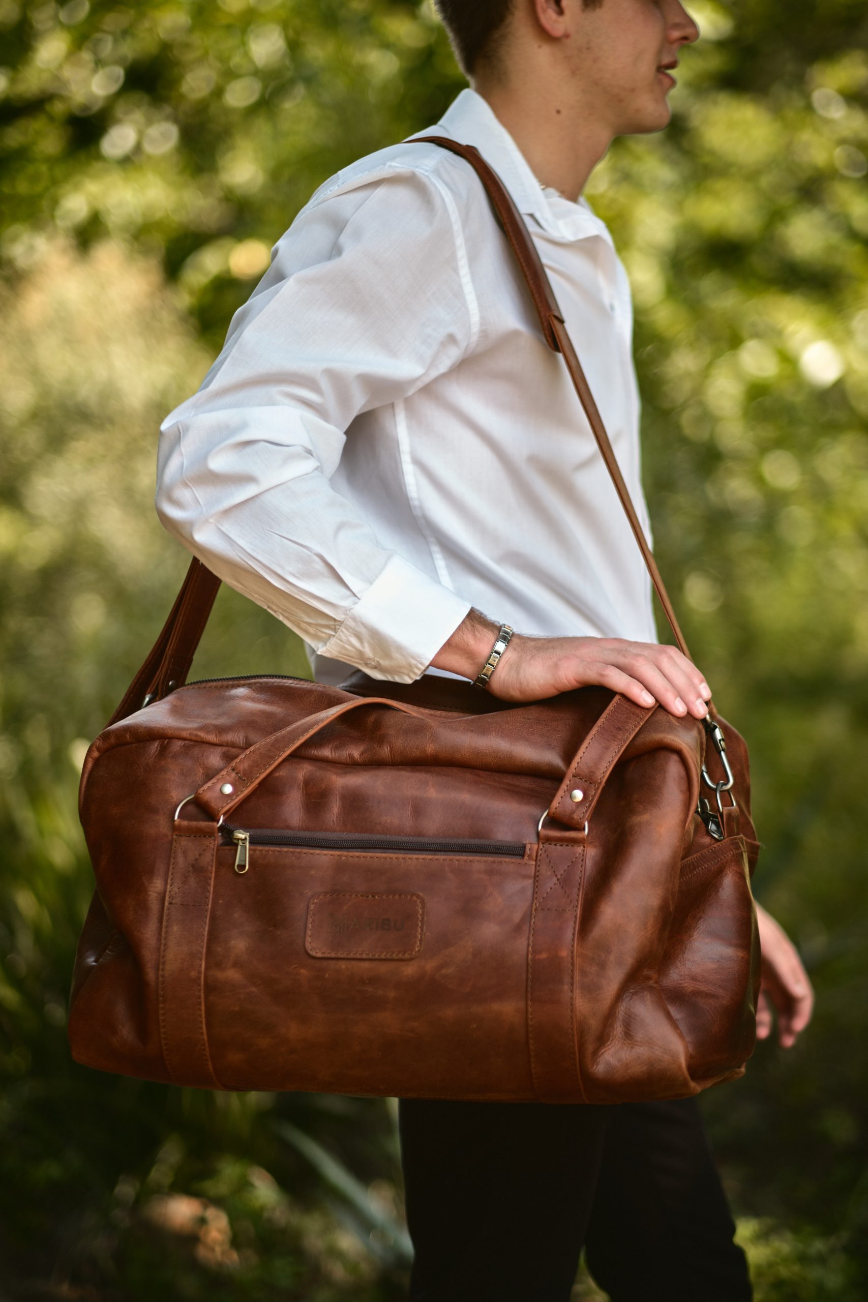 Maribu Leather Weekender in Pecan Bag