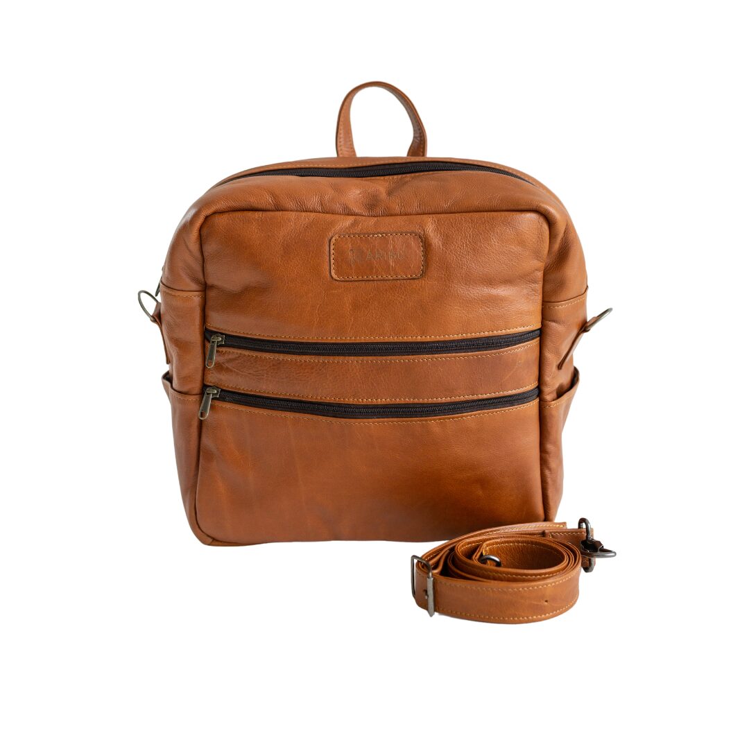 Maribu Leather Mila Nappy Bag in Hazelnut