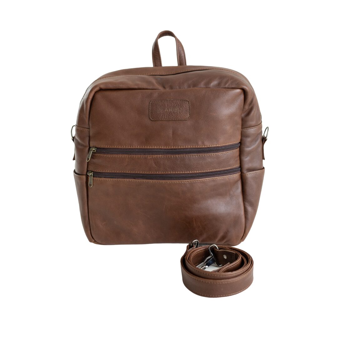 Maribu Leather Mila Nappy Bag in Walnut