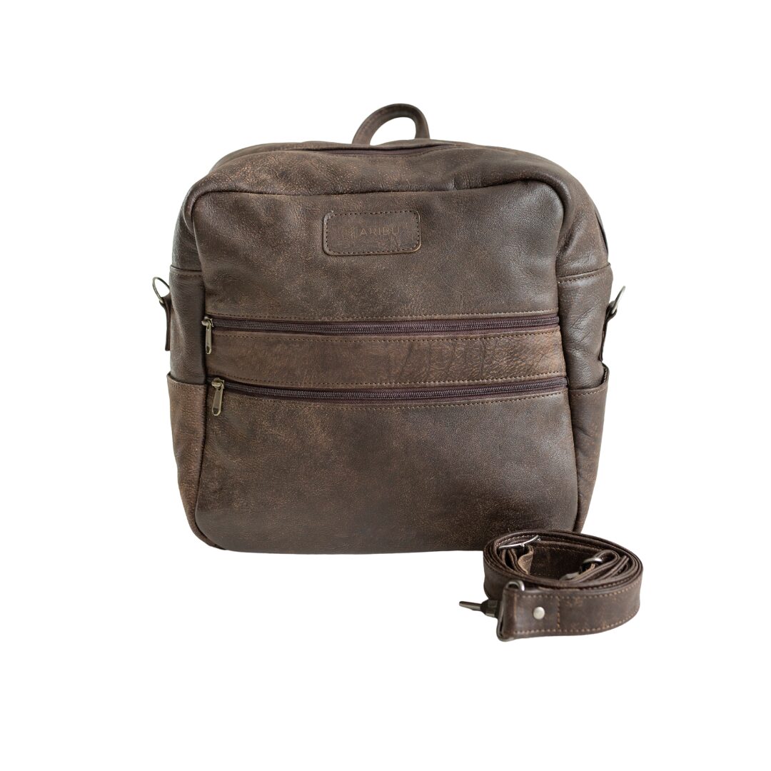 Maribu Leather Mila Nappy Bag in Buffed Brown