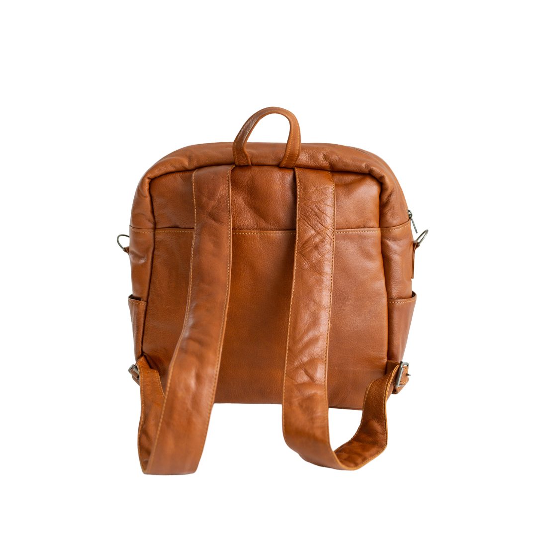 Maribu Leather Mila Nappy Backpack in Hazelnut
