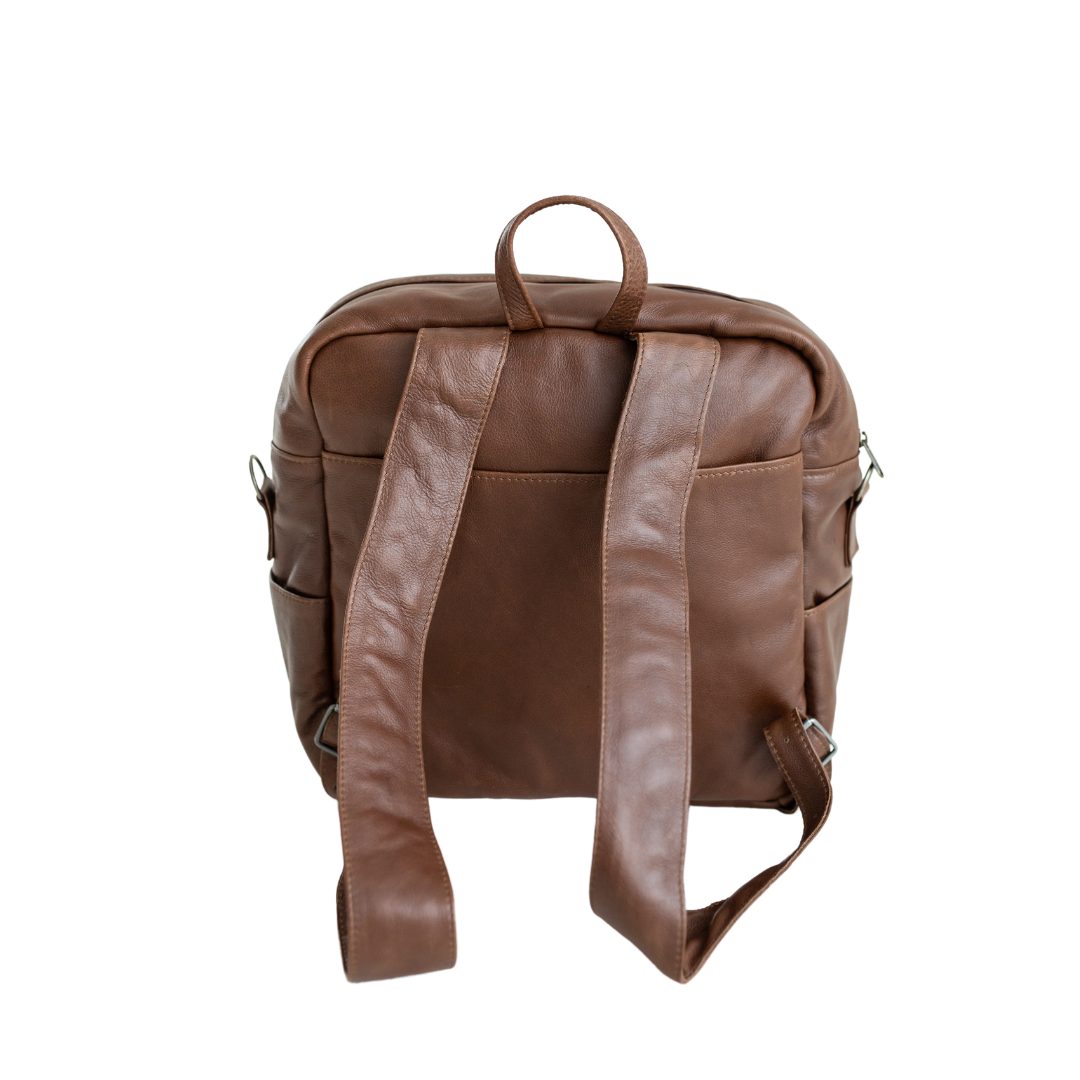 Maribu Leather Mila Nappy Backpack in Walnut
