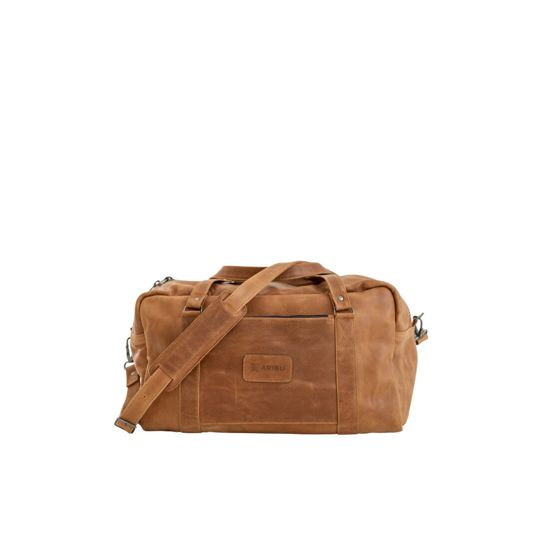 Maribu Leather Weekender Bag in Tan