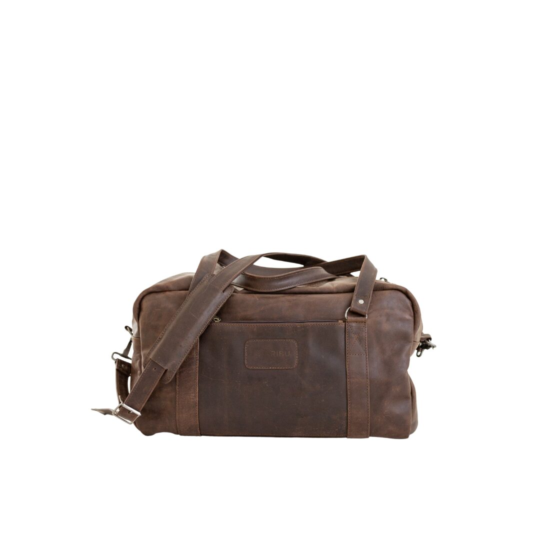 Maribu Leather Weekender Bag in Choc