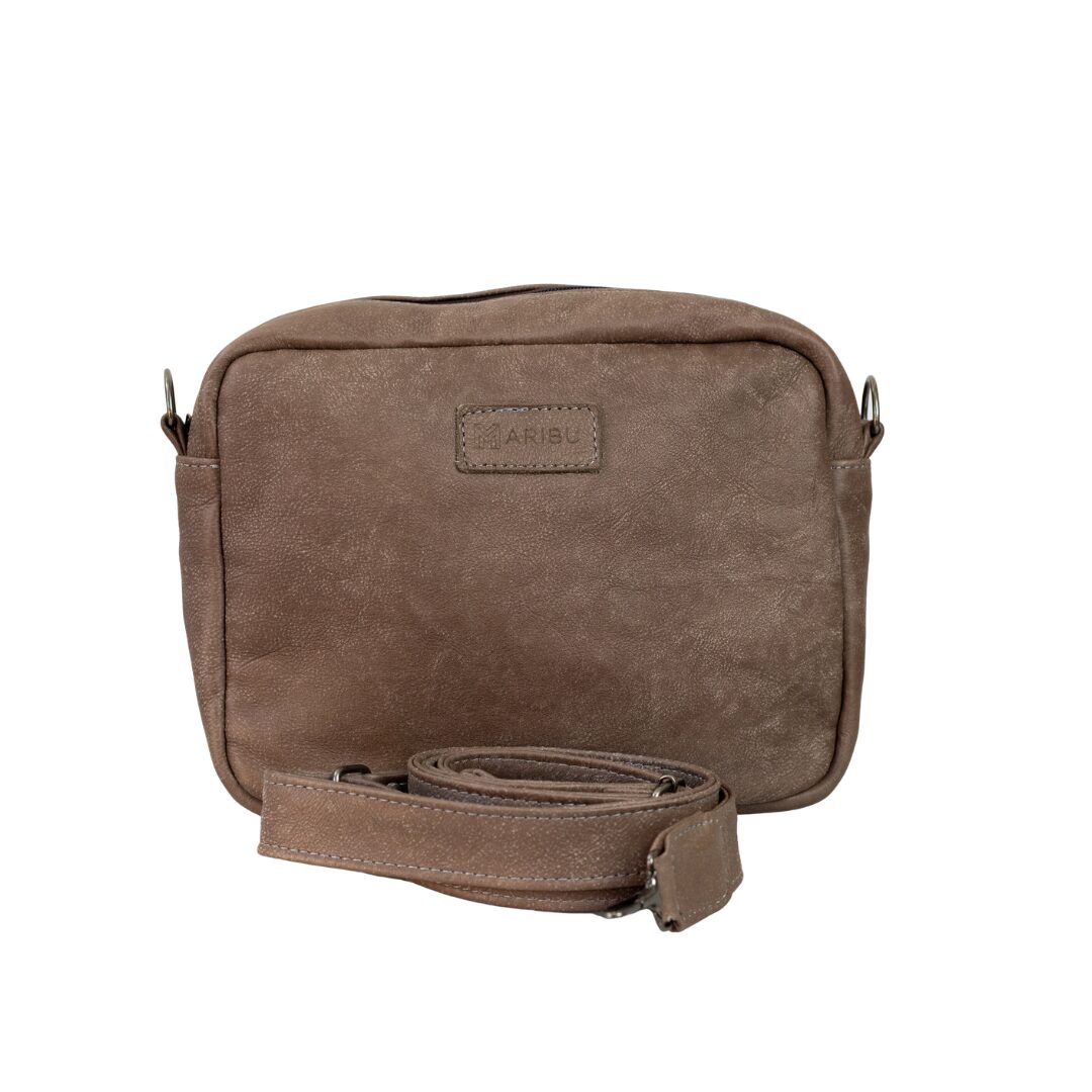 Maribu Leather Jade Bowler Bag in Buffed Mink
