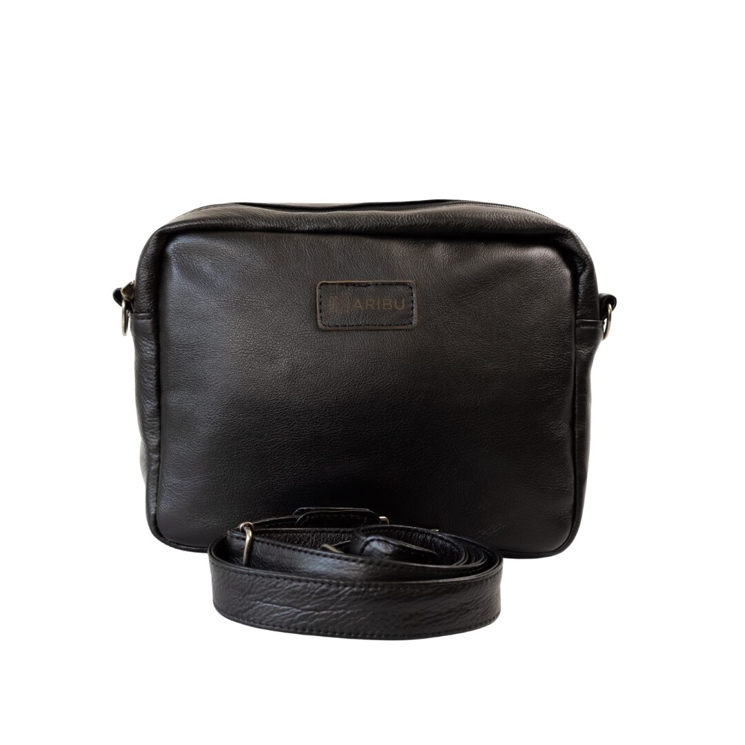 Maribu Leather Jade Bowler Bag in Black