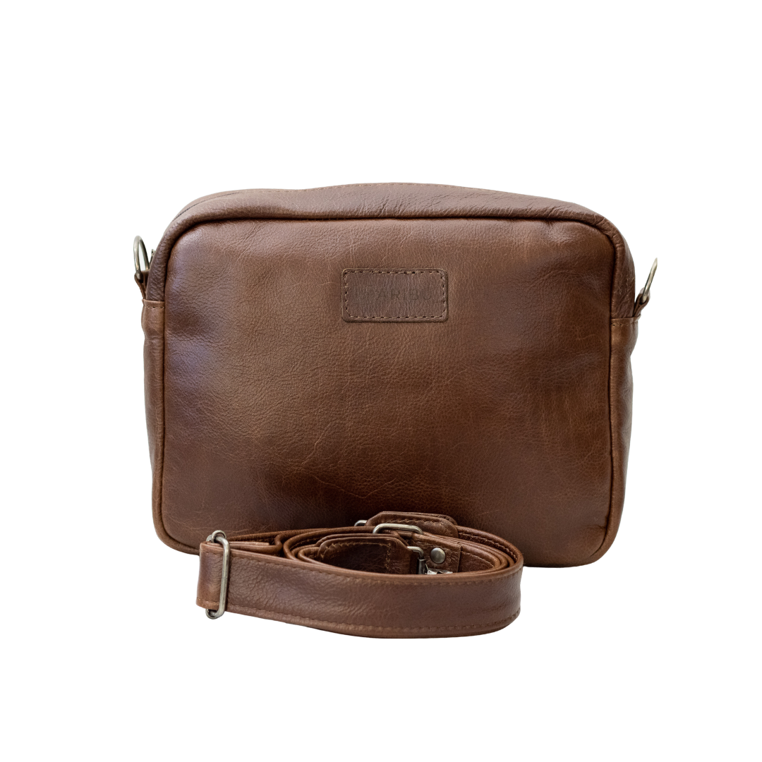 Maribu Leather Jade Bowler Bag in Walnut