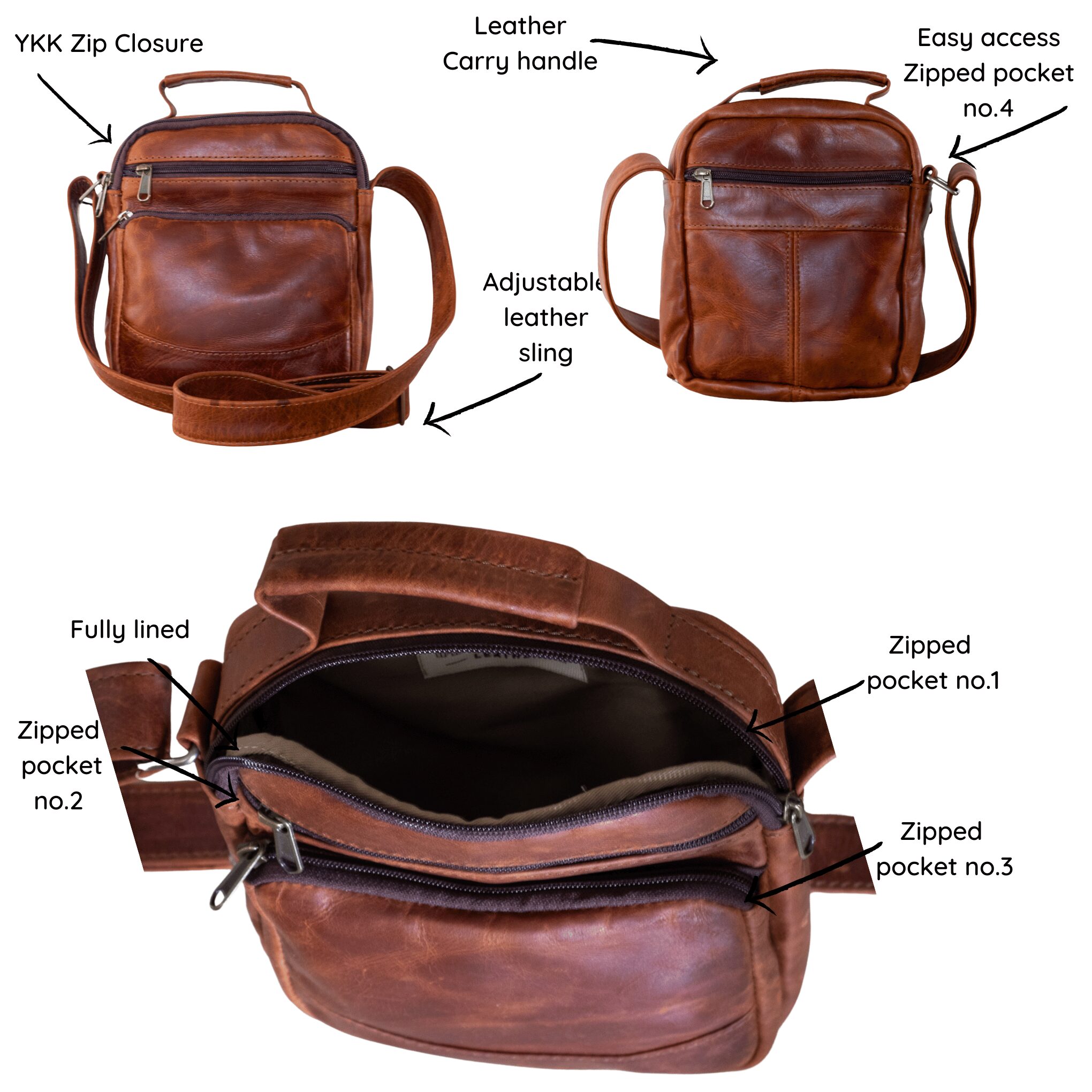 Maribu Leather Charlie Satchel in Pecan