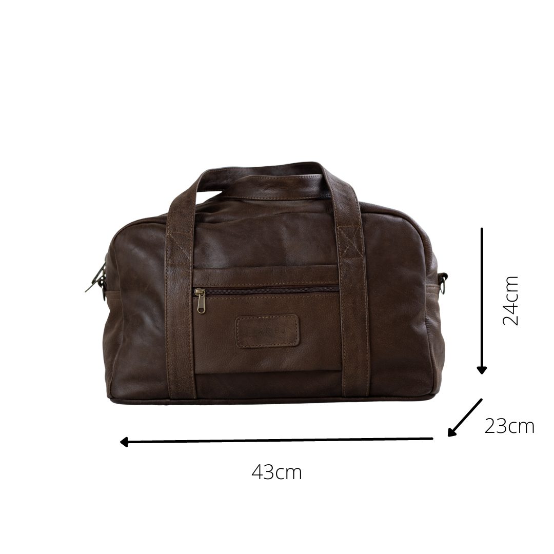 Maribu Leather Gym Bag in Buffed Brown