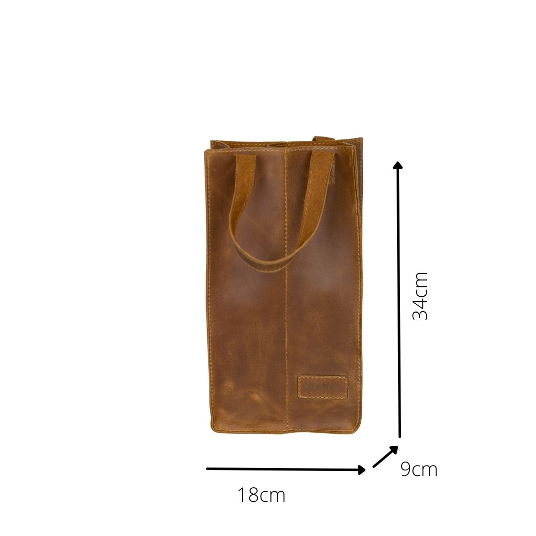 Maribu Leather Wine Bag in Tan