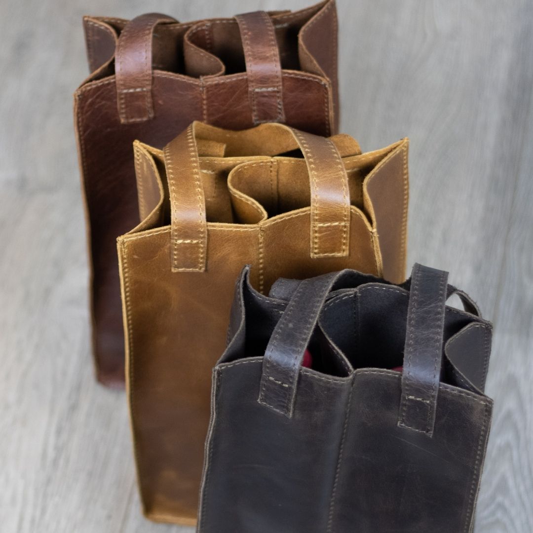 Maribu Leather Wine Bag in Tan / Pecan / Choc