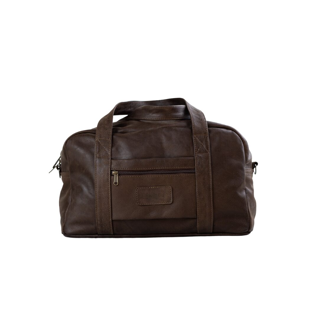 Maribu Leather Gym Bag in Buffed Brown