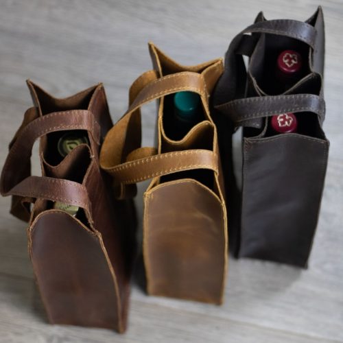 Maribu Leather Wine Bag in Tan / Pecan / Choc