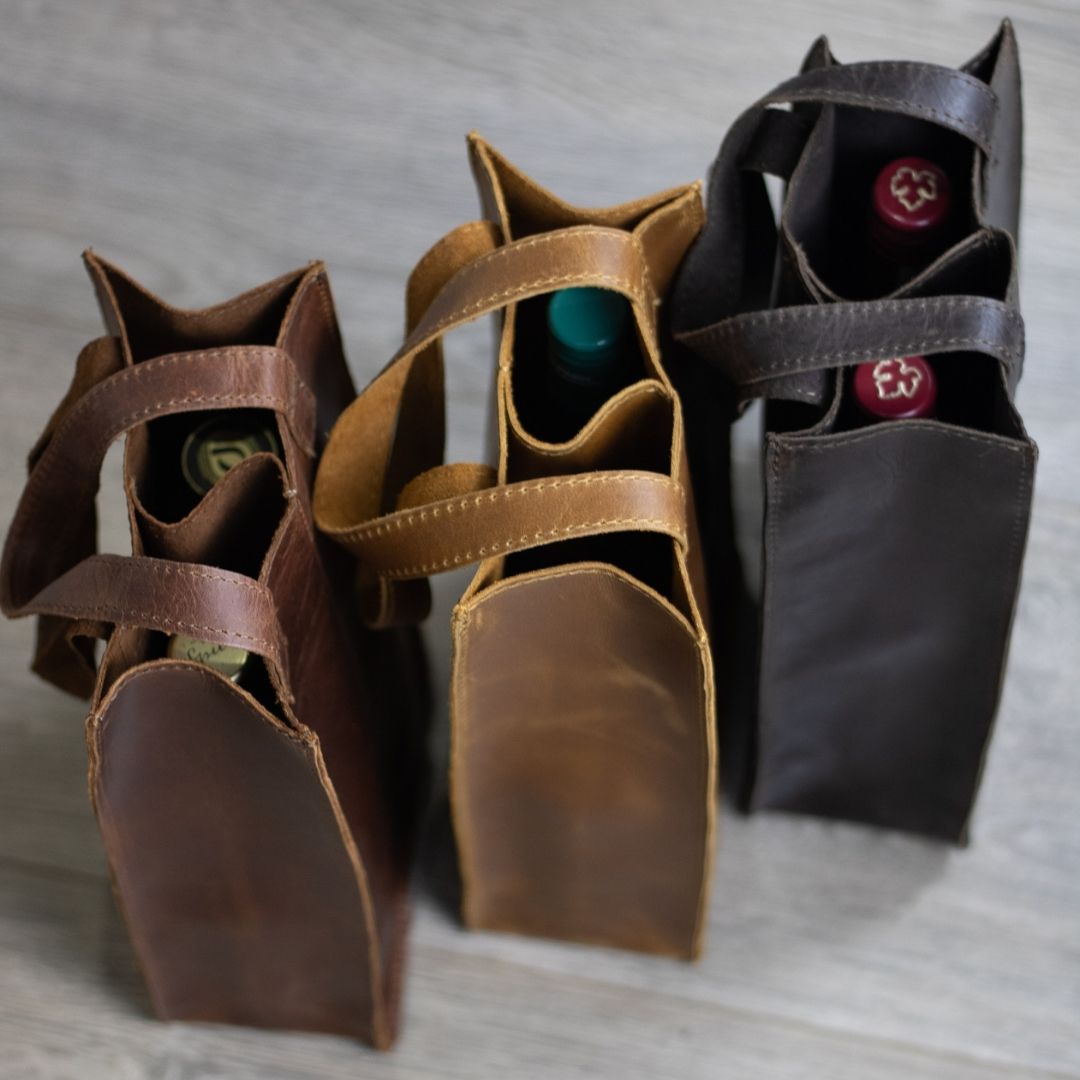Maribu Leather Wine Bag in Tan / Pecan / Choc