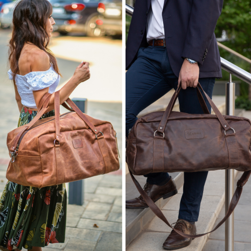 Maribu Leather Travel bag in Tan