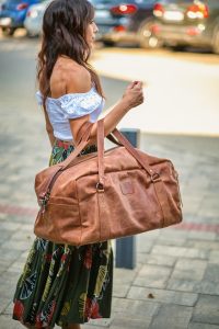 Maribu Leather Travel Bag in Pecan