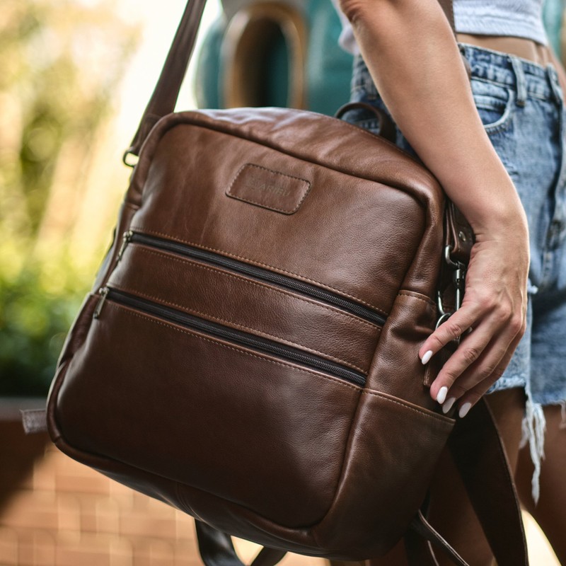 Maribu Leather Mila Nappy Bag in Walnut