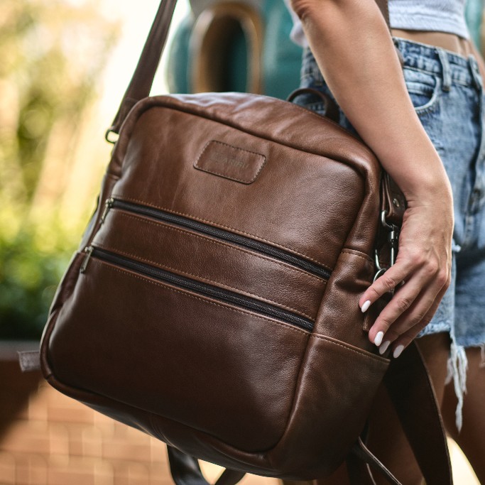 Maribu Leather Mila Nappy Backpack in Walnut